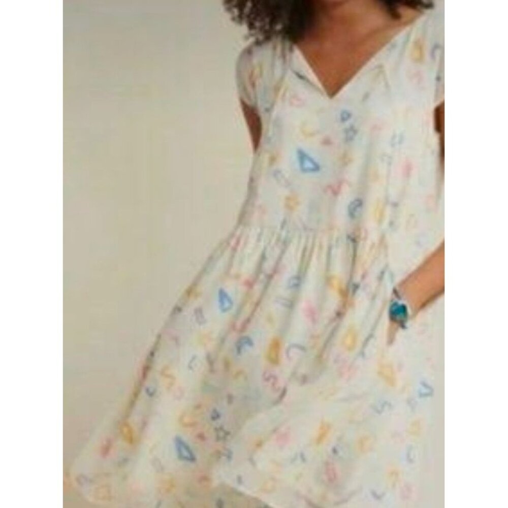 ModCloth Womens Pastel Geometric Print Sheer Sleeve Knee Length Dress, 1X